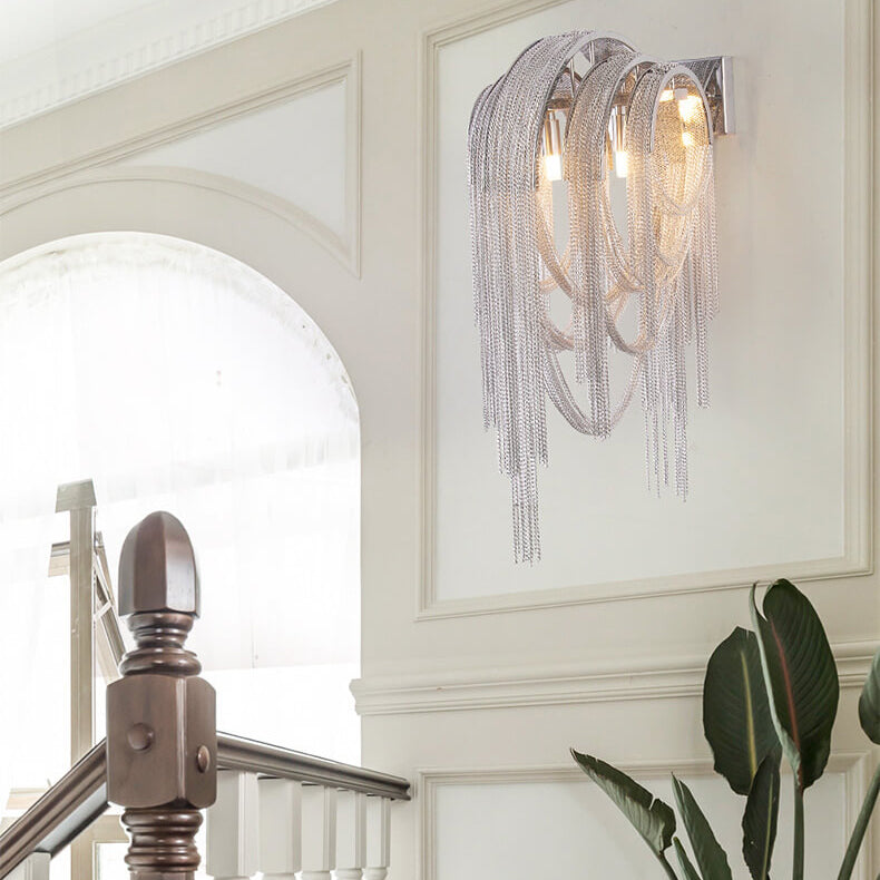 Lumendat Postmodern Luxury Aluminum Chain Tassel 2-Light Wall Sconce Lumendat