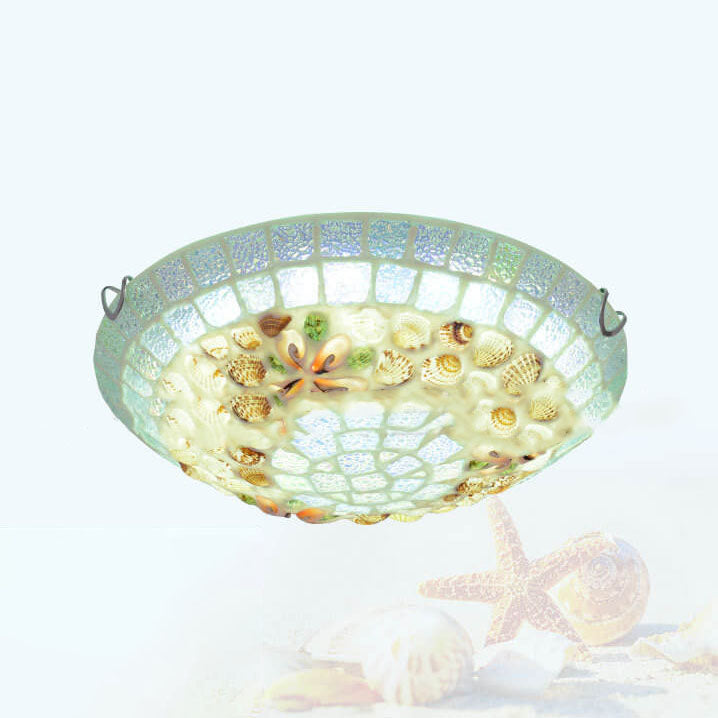 Tiffany Creative Mosaic Shells 1-light Flush Mount Ceiling Light