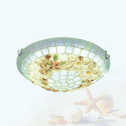 Tiffany Creative Mosaic Shells 1-light Flush Mount Ceiling Light