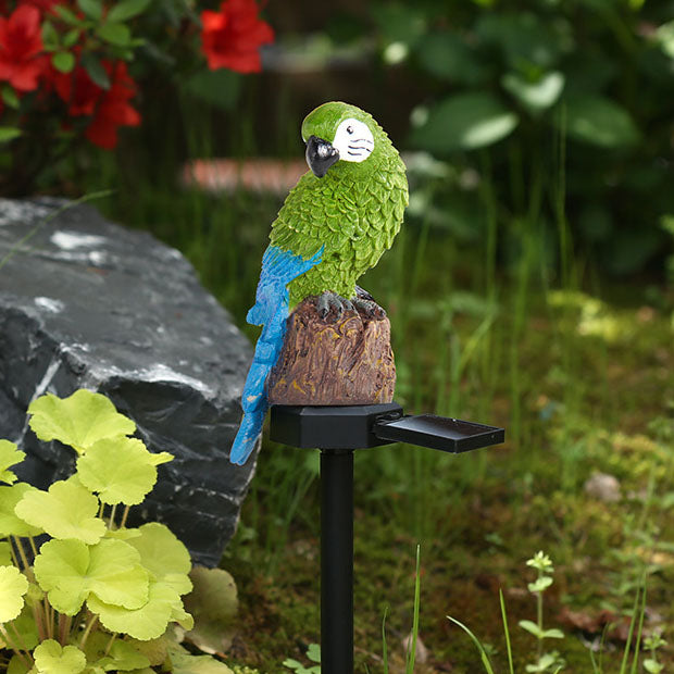 Outdoor Solar Waterproof Colorful Resin Parrot LED Lawn Insert Landscape Light Lumendat