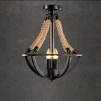 Vintage Industrial Iron Twine 3-light Island Light Chandelier BulbSquare