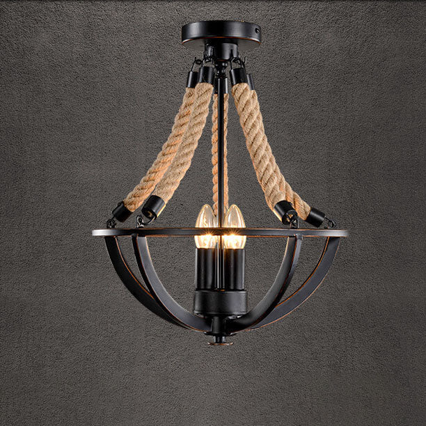 Vintage Industrial Iron Twine 3-light Island Light Chandelier
