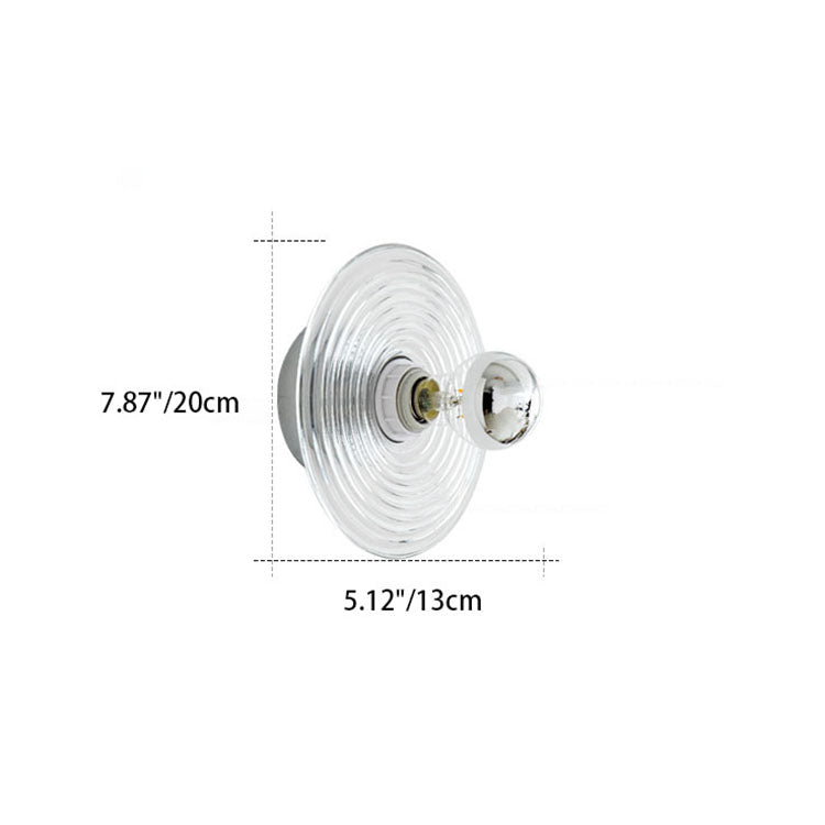 Modern Art Deco Wave Pattern Round Glass 1-Light Wall Sconce Lamp For Bedroom Lumendat