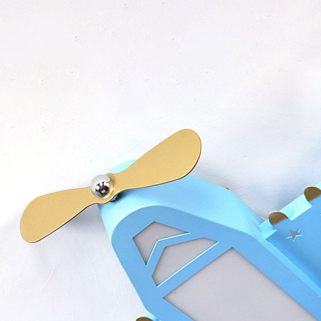 Lumendat Contemporary Creative Acrylic Hardware Cartoon Aircraft Blue LED Kids Flush Mount Ceiling Light For Bedroom Lumendat