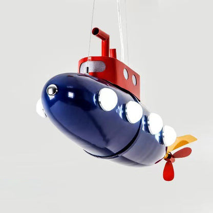Contemporary Creative Cartoon Submarine Iron LED Kids Chandelier for Bedroom