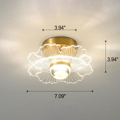Creative Gold Double Layer Overlap Design LED Semi-flush Mount Light