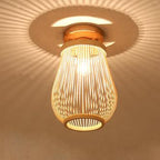 Modern Minimalist Creative Bamboo Weaving Flush Mount Ceiling Lamp Lumendat