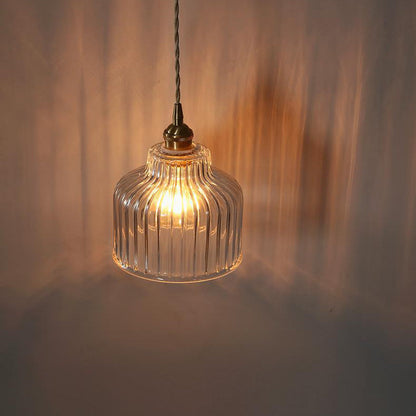 Modern Minimalist Copper Glass Semicircular 1-light Pendant Light for Bedroom