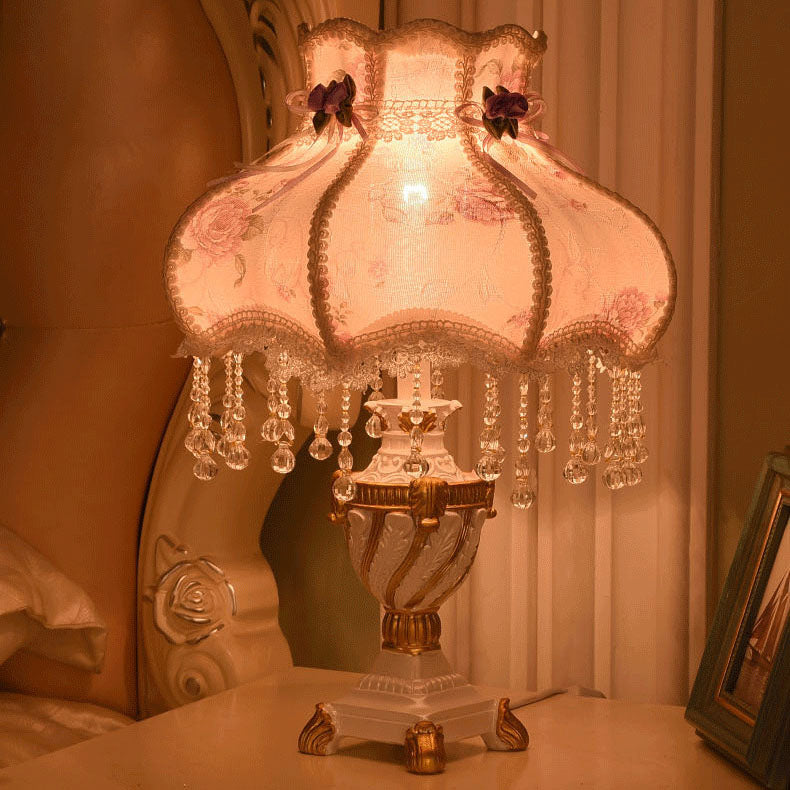 European Luxury Fabric Lace Resin 1-Light Table Lamp Lumendat