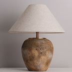 Modern Shabby Chic Cone Fabric Ceramic Jar 1-Light Table Lamp For Bedroom Lumendat