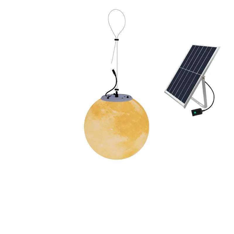 Contemporary Nordic Solar Waterproof Pe Resin Round Moon LED Pendant Light for Outdoor Patio Lumendat
