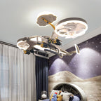 Lumendat Modern Children's Helicopter Hardware Acrylic LED Semi-Flush Mount Ceiling Fan Light Lumendat