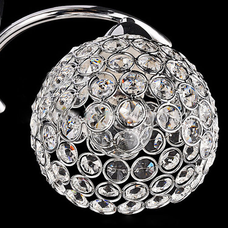 Modern Art Deco Round Hollowed Out Orb Iron Crystal 3-light Semi-flush Mount Ceiling Light for Living Room
