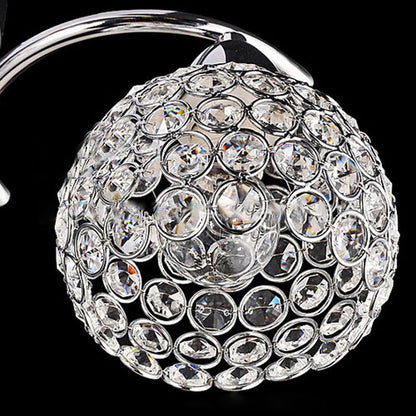 Modern Art Deco Round Hollowed Out Orb Iron Crystal 3-light Semi-flush Mount Ceiling Light for Living Room