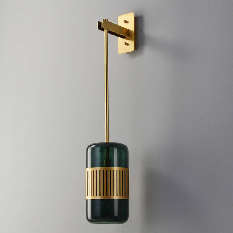 Contemporary Luxury Iron Glass Cylindrical 1-Light Wall Sconce Lamp for Bedroom & Living Room
