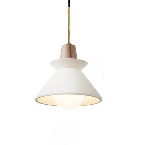 Nordic Minimalist White Cement 1-light Tapered Pendant Light Lumendat