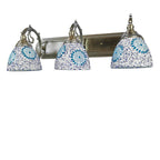 Tiffany Mediterranean Horn Stained Glass 3-Light Bathroom Vanity Mirror Front Wall Sconce Lamp Lumendat