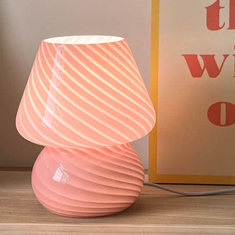 Modern Minimalist Striped Mushroom Glass 1-Light Table Lamp Lumendat