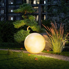 Contemporary Nordic Solar Waterproof Pe Resin Round Moon LED Pendant Light for Outdoor Patio Lumendat
