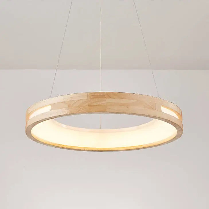 Japanese Minimalist Log Circle Island Light LED Chandelier – Dimmable Lumendat