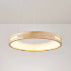 Japanese Minimalist Log Circle Island Light LED Chandelier – Dimmable Lumendat
