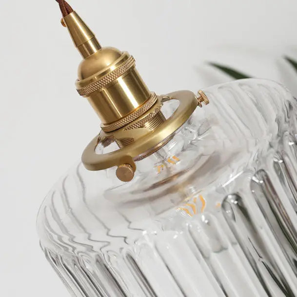 Japanese Vintage Brass Glass Round Jar 1-light Pendant Light Lumendat