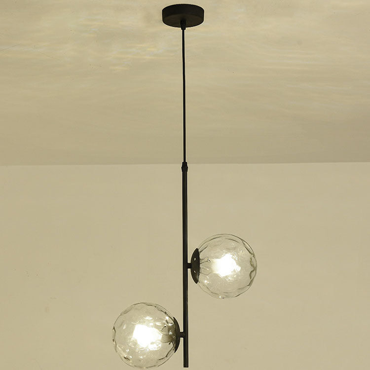 Modern Minimalist Iron Glass Round Ball Branch 2-Light Chandelier for Living Room Lumendat