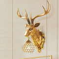 European Retro Deer Head Resin 1-Light Wall Sconce Lamp