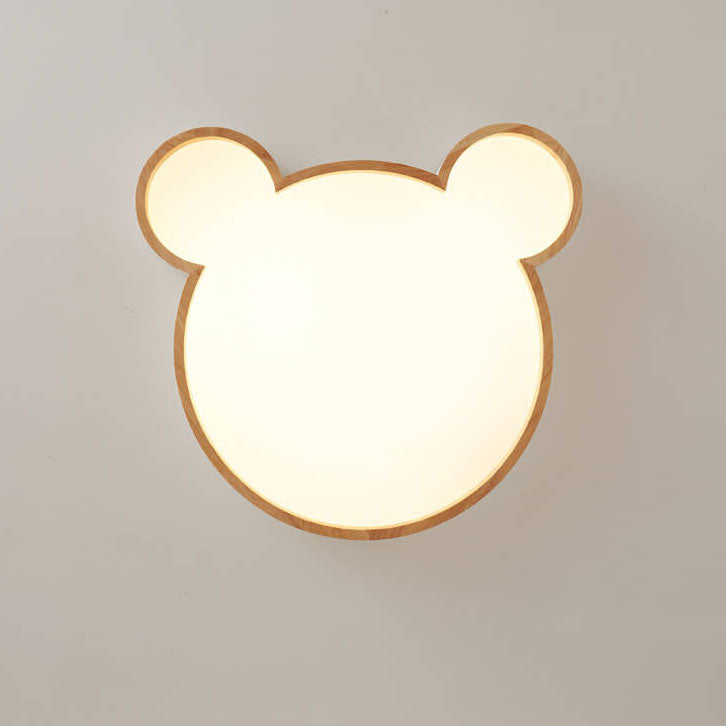 Lumendat Nordic Wood Bear Shape LED Kids Flush Mount Ceiling Light Lumendat