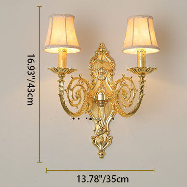 European Modern Luxury Candelabra Carved Zinc Alloy Fabric 2-Light Wall Sconce Lamp Lumendat