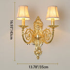 European Modern Luxury Candelabra Carved Zinc Alloy Fabric 2-Light Wall Sconce Lamp Lumendat