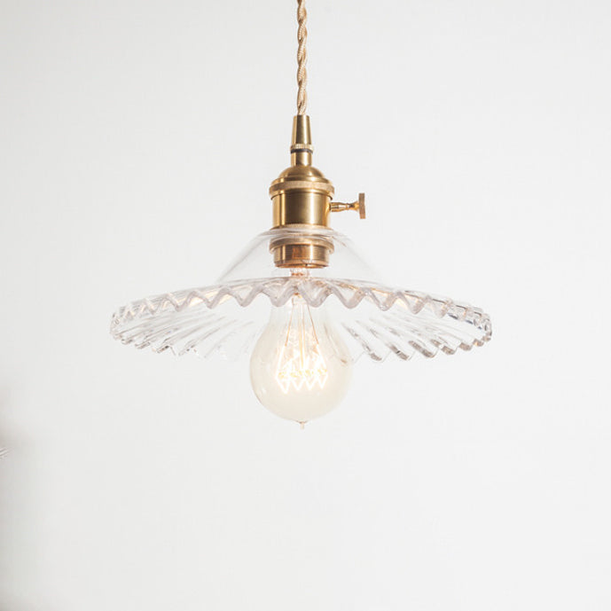 Traditional European Round Textured Glass 1-Light  Dome Lace Pendant Light