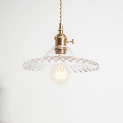 Traditional European Round Textured Glass 1-Light  Dome Lace Pendant Light