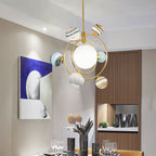 Lumendat Nordic Creative Glass Planet Plating Ring 7-Light Kids Chandelier Lumendat