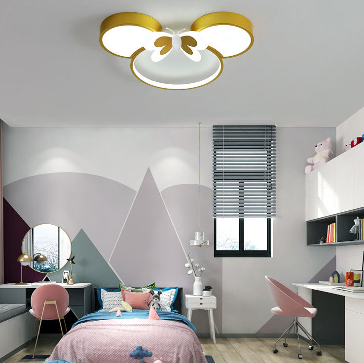Lumendat Modern Creative Minimalist Wrought Iron Cartoon Mouse LED Flush Mount Ceiling Light Lumendat
