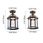 Traditional European Outdoor Hexagonal Lantern Waterproof 1-Light Semi-Flush Mount Ceiling Light For Outdoor Lumendat