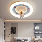 Lumendat Modern Art Deco Kids Iron Resin Acrylic Round Moon Astronaut LED Flush Mount Ceiling Light For Bedroom Lumendat