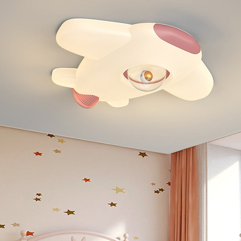 Lumendat Contemporary Creative Iron PE Cartoon Airplane Design LED Kids Flush Mount Ceiling Light For Bedroom Lumendat