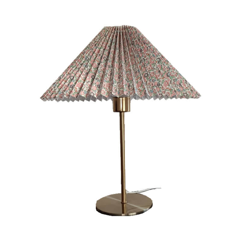 Retro Nostalgic Pleated Cloth Cover Umbrella Design 1-Light Table Lamp Lumendat