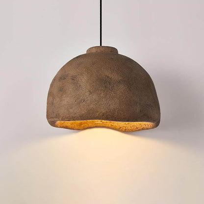 Contemporary Nordic Rough Rock Texture Semicircular 1-light Pendant Light for Dining Room