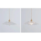 Nordic Vintage Clear Glass Flower Shape Brass 1-light Pendant Light Lumendat