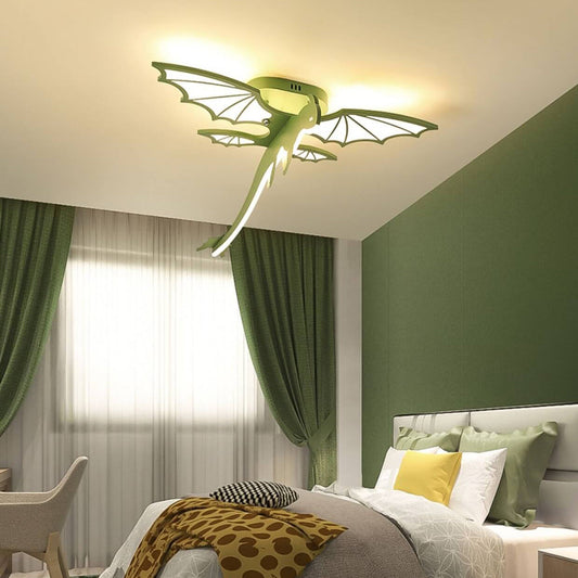 Contemporary Creative Acrylic Cartoon Dinosaur LED Semi-flush Mount Ceiling Light for Bedroom