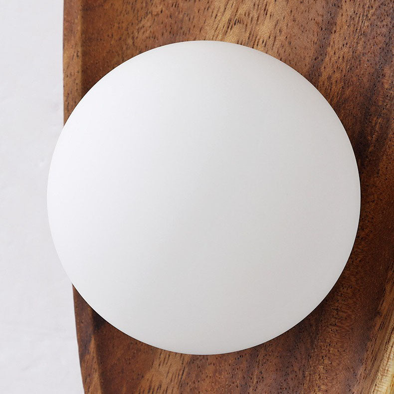 Traditional Japanese Irregular Oval Plate Wood Glass LED Wall Sconce Lamp For Bedroom Lumendat