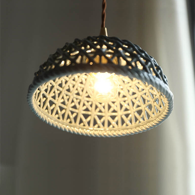 Vintage Ceramic Lattice Design 1 - Light Pendant Light BulbSquare