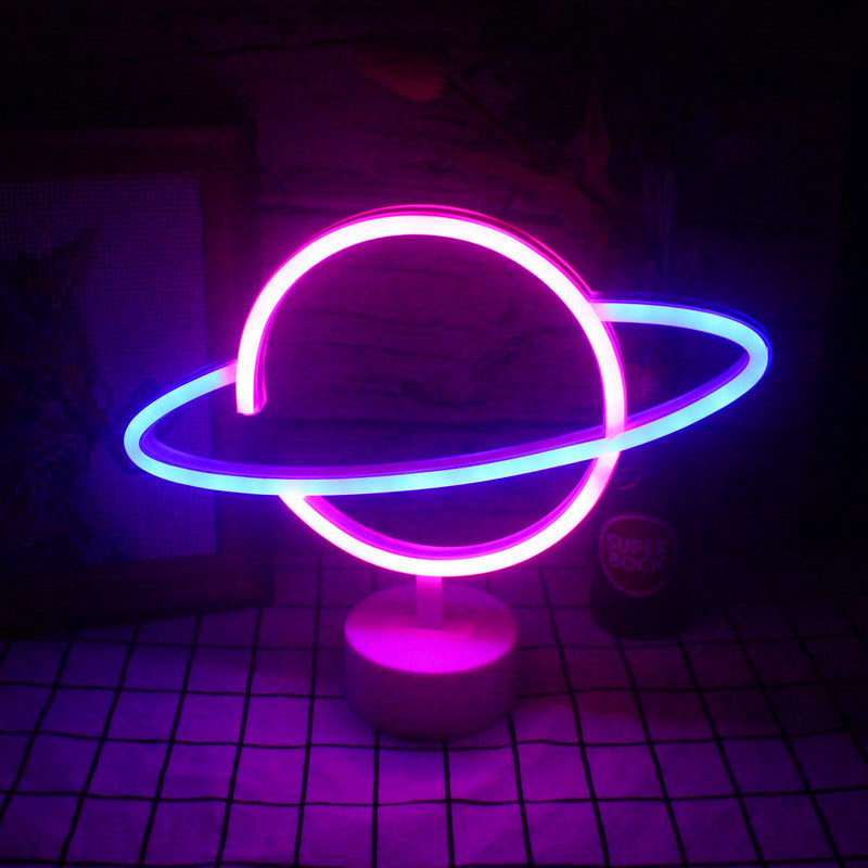 Modern Creative Planet Neon Plastic LED Night Light Table Lamp Lumendat