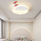 Lumendat Modern Art Deco Kids Iron PE Rocket Cloud Round LED Flush Mount Ceiling Light For Bedroom Lumendat