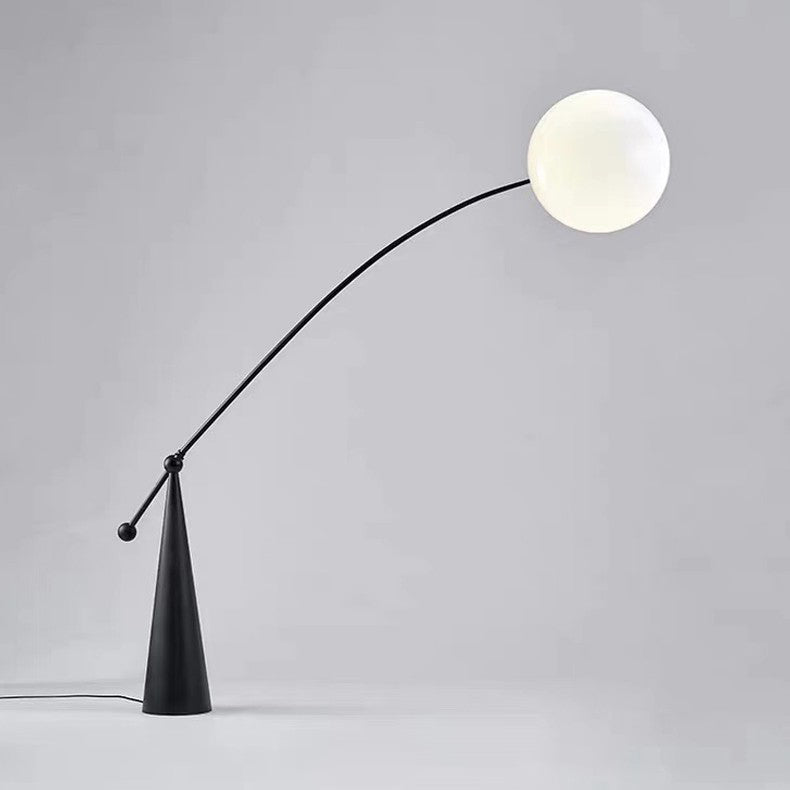 Contemporary Creative Tapered Base Fishing Rod Orb Iron Glass 1-Light Standing Floor Lamp For Living Room Lumendat