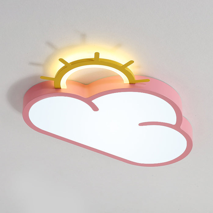 Lumendat Contemporary Creative Cartoon Cloud Sun Acrylic Shade LED Kids Flush Mount Ceiling Light For Bedroom Lumendat