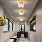 French Palace Glass Pearl Chain Cylinder 1-light Semi-flush Mount Ceiling Light