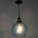 Contemporary Coastal Orb Aqua Glass 1-light Pendant Light for Bedroom BulbSquare